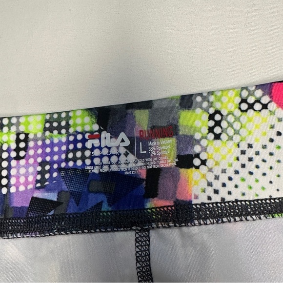 FILA Pink MULTI COLOR GEOMETRIC PERFORMANCE RUNNING/WALKING SHORT SIZE L - Picture 5 of 5